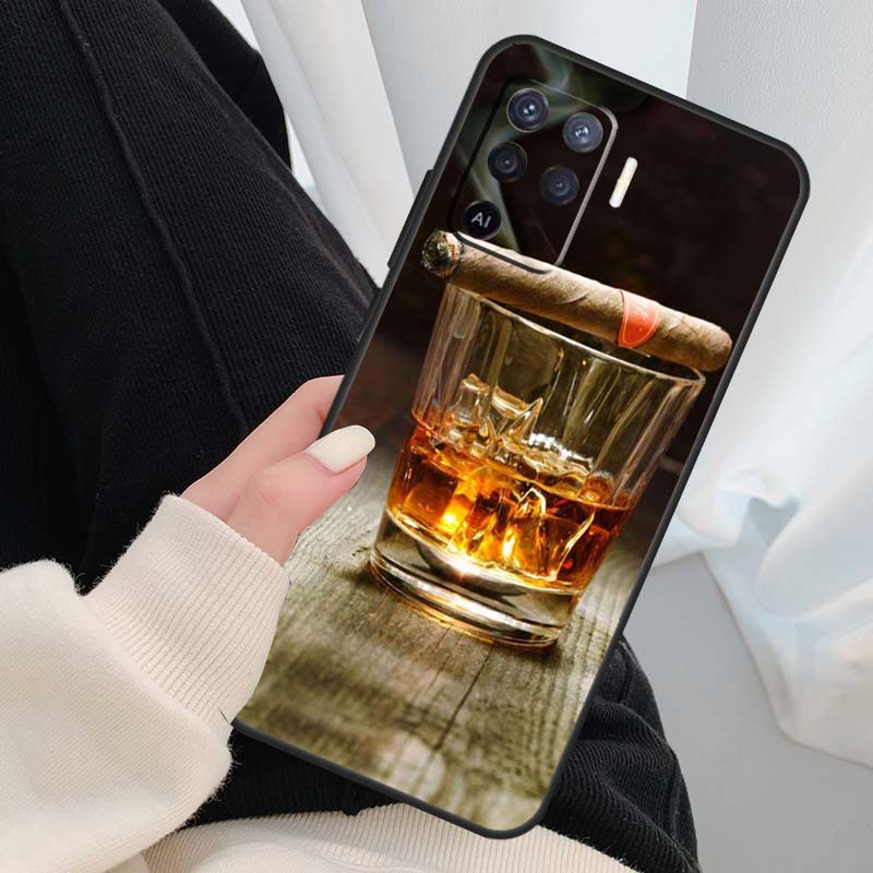 Кейс для напитков с виски и льдом для сигар для Oppo A18 A38 A58 A78 A98 A80 A60 A40 A96 A76 A16 A94 A74 A54 A15 A17 A57 A77 A5 Pro