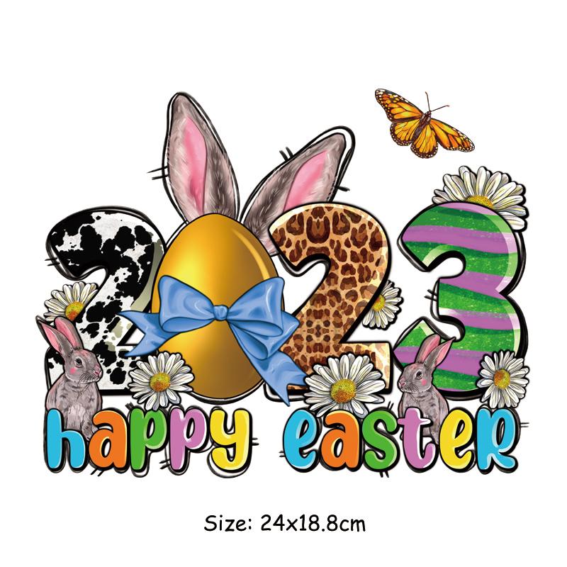 Пасхальный день, термонаклейка для одежды, термопресс, аппликация, футболка, железная нашивка, кролик, сделай сам, швейные поделки
