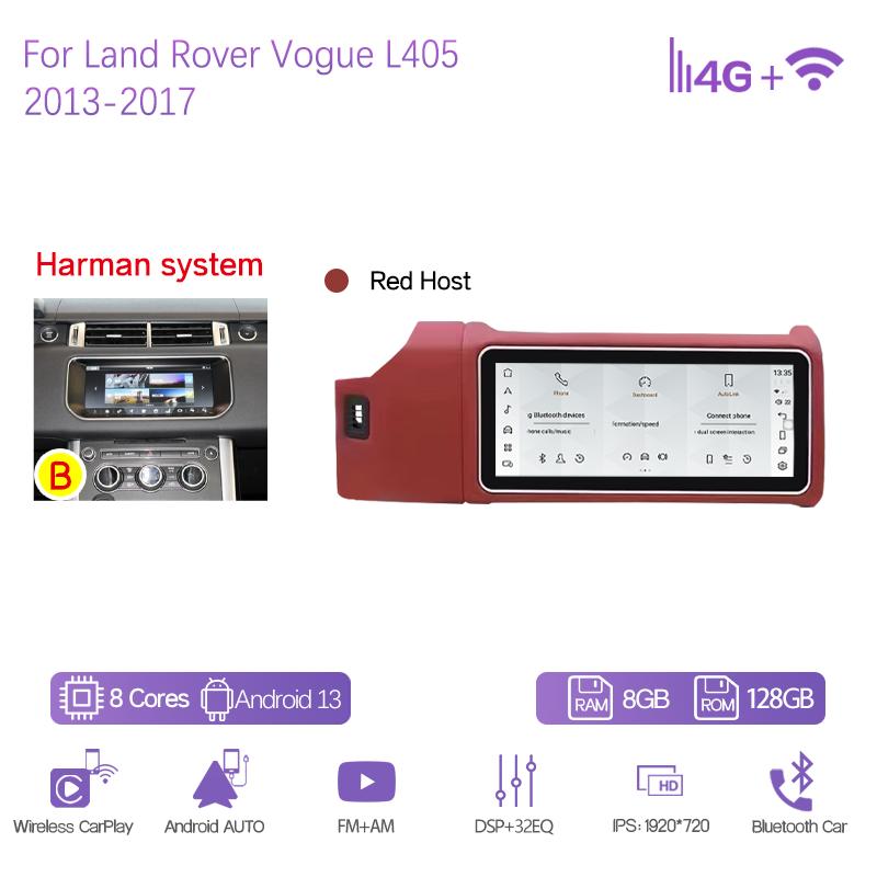 12,3" Автомобильный мультимедийный плеер для Land Rover Vogue L405 2013-2017 Навигация GPS Радио Android13 8+128G CarPlay 4G Головное устройство 360Camera