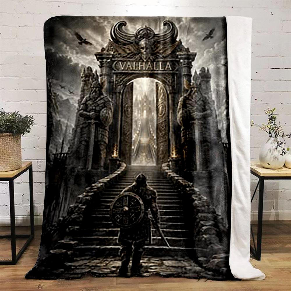 Warrior's Path to Valhalla: printed Flannel blanket for bedroom, living room, sofa, and nap