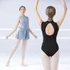 Adult Ballet Leotard Gymnastics Dancewear Mesh Halter Neck Solid Color Stage Performance