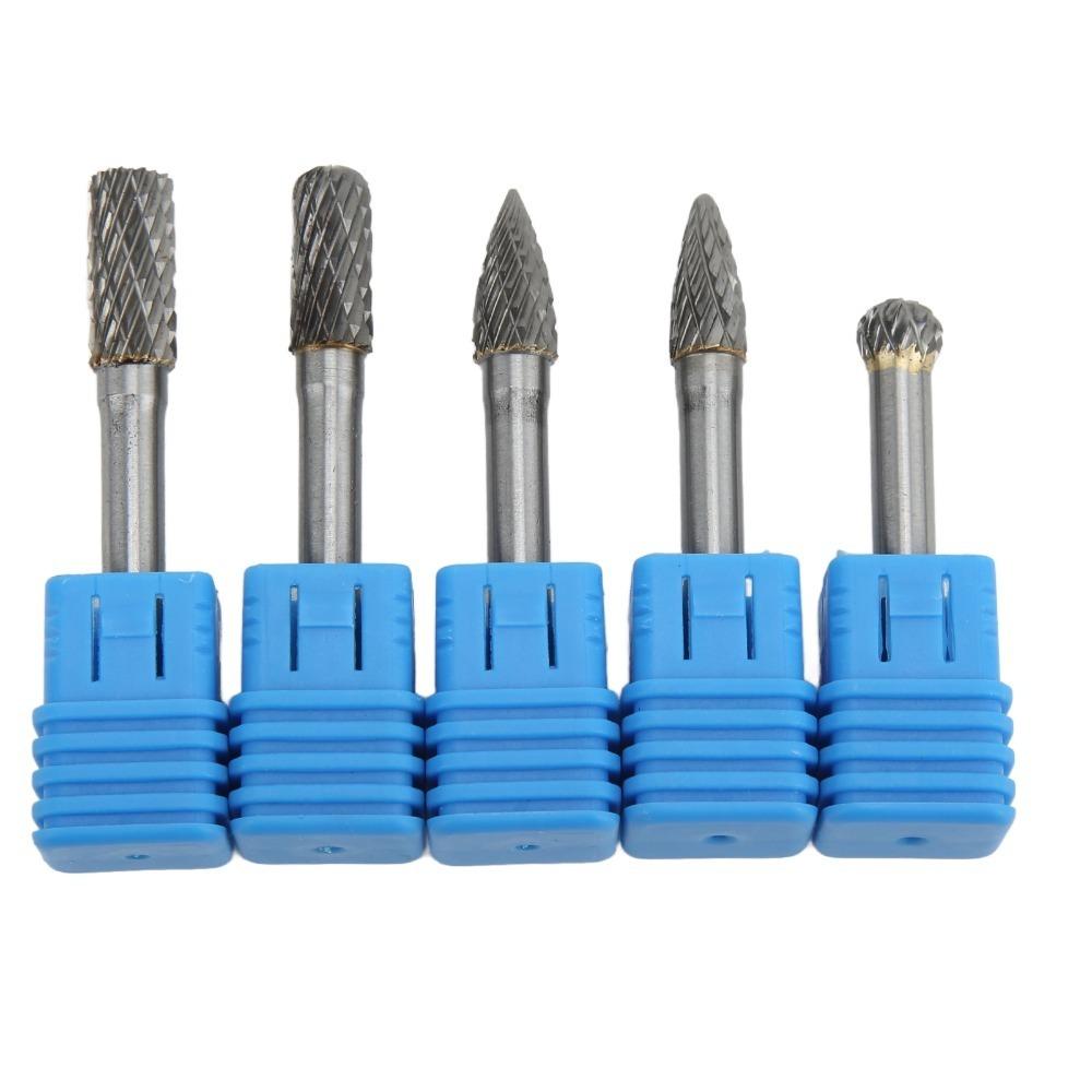 5PCS Alloy Steel Rotary Burr Set Double Cut Die Grinder Bits Auto Repair Shops