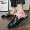 Примерочная большого размера полутяжелые кожаные туфли мужские педали повседневные шапочки мужские кожаные туфли