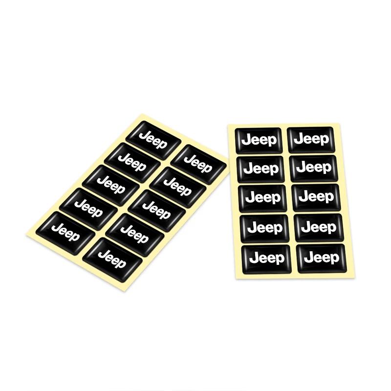 For Jeep 10Pcs 3D Styling Steering Wheel Sticker Accessories For Jeep Wrangler Grand Cherokee Avenger Compass Wagoneer Gladia
