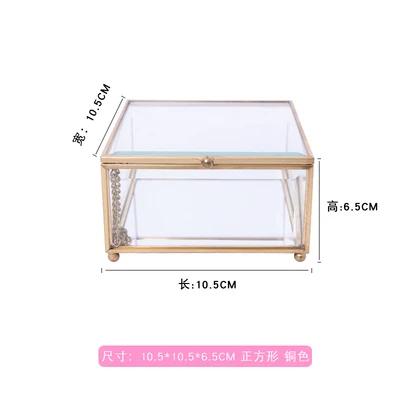 Creative Nordic style Home Dressing table organization Glass jewelry storage box Retro decoration Jewelry display Transparent