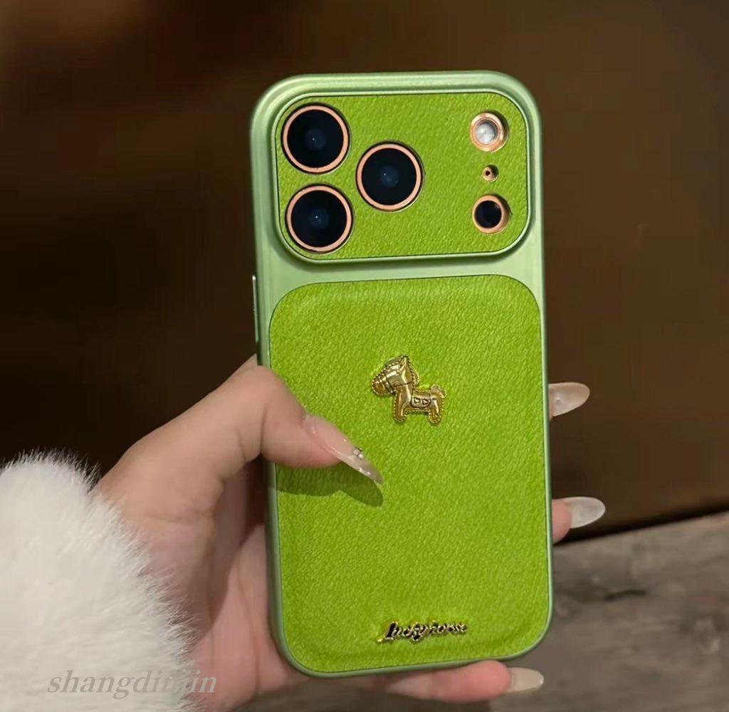 Защитный чехол для iPhone 17 Pro Max из ретро-кожи с текстурой лошади - Полностью закрывающий для моделей 13, 14, 15, 16