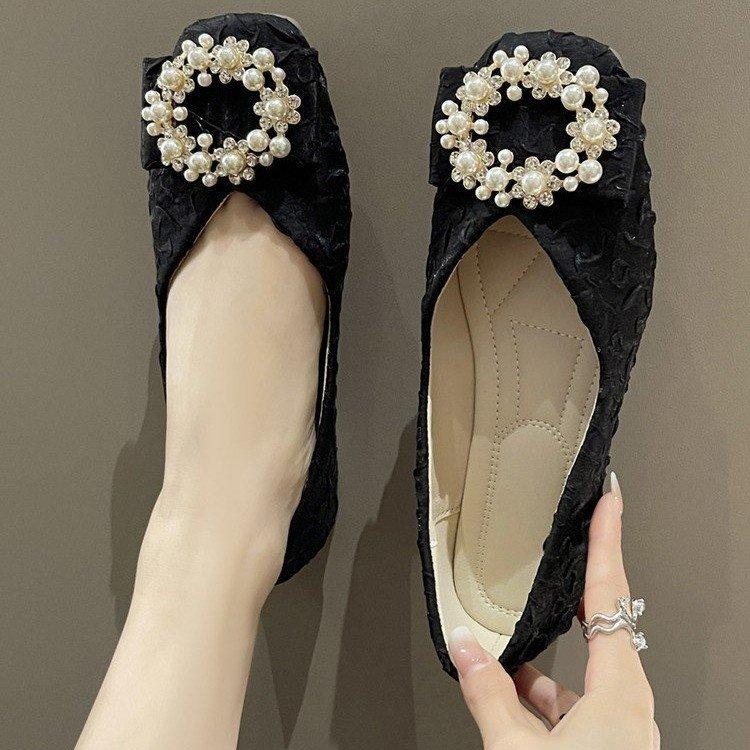 Женские туфли на плоской подошве 2024 года, новые осенние туфли с мягкой нескользящей подошвой, универсальные рабочие туфли с юбками, нежный ветер, женская обувь Doudou