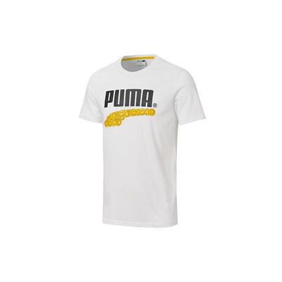 Puma Футболка унисекс с круглым вырезом и коротким рукавом, с принтом в виде клубной графики, белая 530017-02