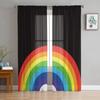 Забавные Радужные черные тюлевые шторы для гостиной, кухни, шифоновые занавески для спальни, балкона, прозрачные занавески, модный домашний декор