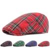 Fashion Fine Stripe Lattice Berets Hat Women Men Spring Summer Plaid Visors Duckbill Herringbone Flat Cap