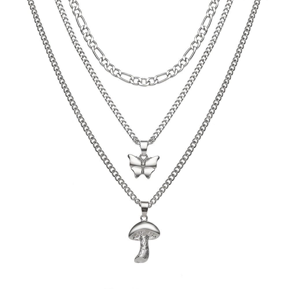 iF ME Корейское многослойное ожерелье с бабочкой, модное золотистое, серебряное ожерелье-цепочка, женские ювелирные аксессуары