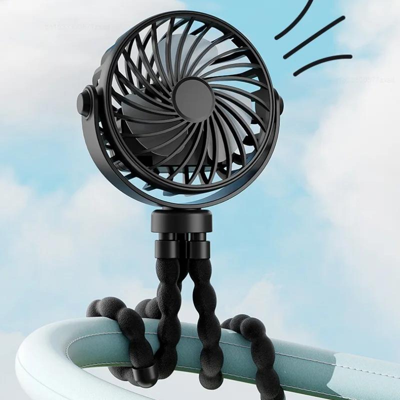 New USB Rechargeable Portable Octopus Mini Fan 3 Speed Handheld Cooling Fan With Hanger Outdoor Table Necklace Variable Styling