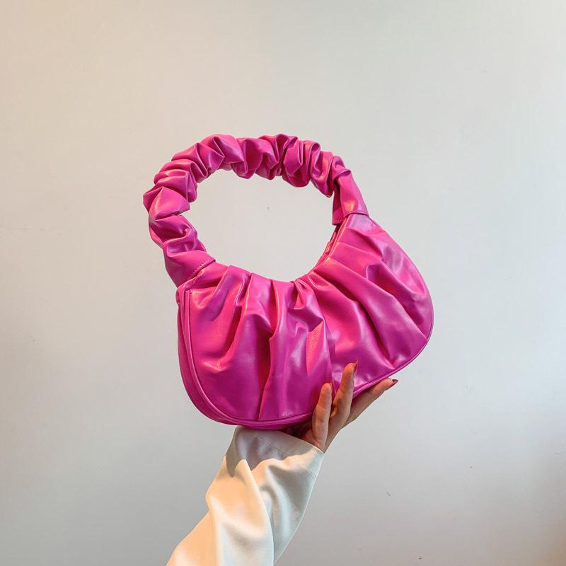 Контрастные цвета Новая модная однотонная плиссированная сумка-облако Милая наплечная сумка Уличный тренд Портативная женская сумка подмышку