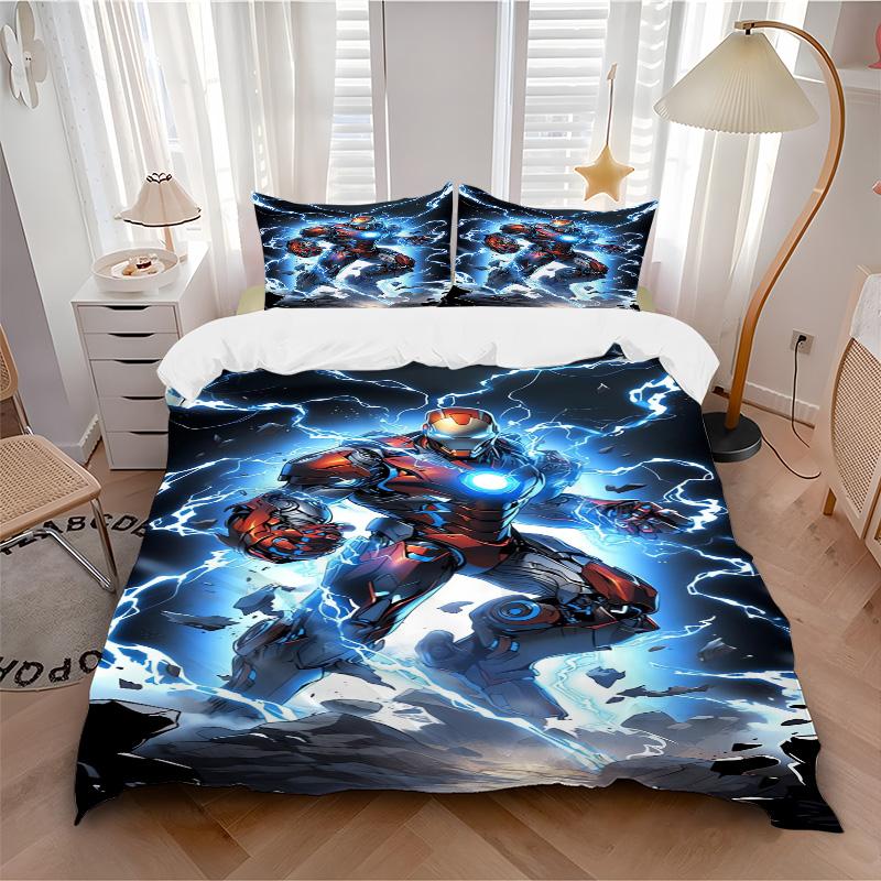 Iron Man Storm Print 3Pcs Bedding Setduvet Cover With 2 Bedropillowcase Home Birthday Gift