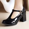 Элегантные белые черные блочные туфли на высоком каблуке женские туфли Мэри Джейн большого размера 48 для вечеринки офиса свадьбы обувь к платью женские удобные