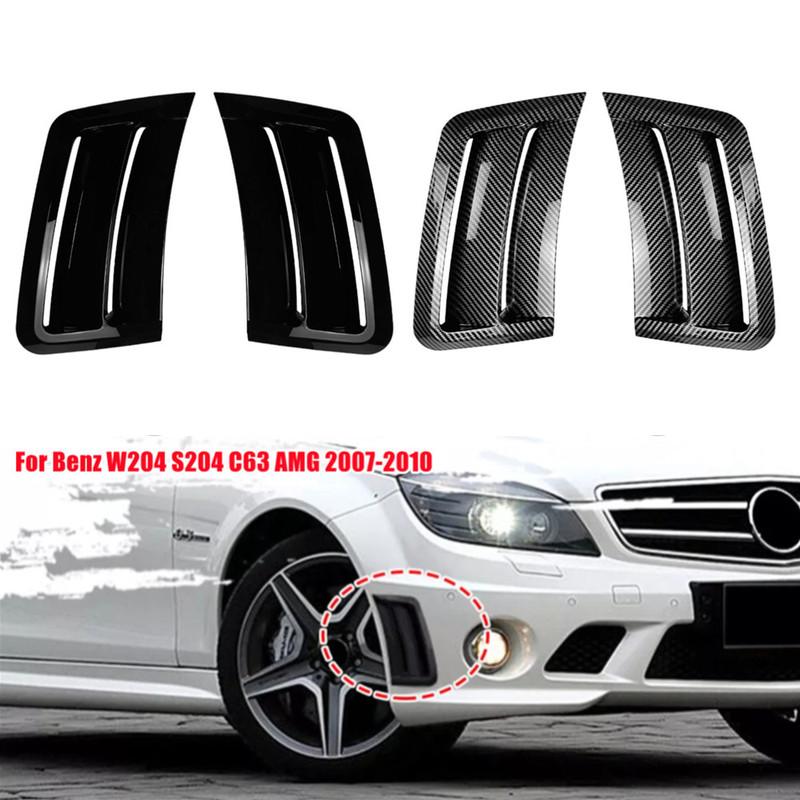 For Benz W204 S204 C63 AMG 2007 2008 2009 2010 Car Front Bumper Splitter Side Air Vent Outlet Covers ABS Accessories