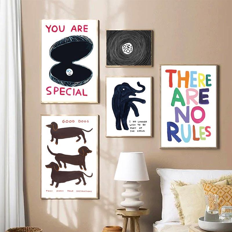 Абстрактная такса Дэвида Шригли, черная кошка, цирк, настенная живопись на холсте, плакаты на скандинавскую тему и принты, фотографии, декор для гостиной