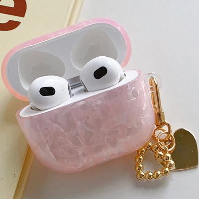 Чехол FINON для AirPods 4-го поколения и AirPods, Милый карабин, Стильный блестящий дизайн 4, Ремешок, (розовый)