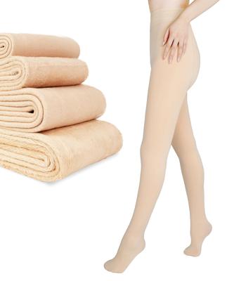 Fabrich Faux Compression 1200 220 г Женские колготки с флисовой подкладкой, Прозрачные, Как чулки, Теплые, Плотные, Колготки, Ден, Зима, Бежевый,