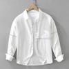 Простая рубашка с длинным рукавом в японском стиле, молодежная мода, мужская повседневная рубашка, универсальный художественный свободный топ, новый стиль из чистого хлопка