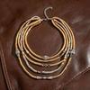 Layered Beads Necklace Bracelet Set Metal Chain Elastic Bracelet Bohemian Collarbone Chain  Girls