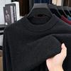 Мужской свитер с полувысоким воротником, 100% чистая шерсть, теплый однотонный вязаный джемпер для осенне-зимней повседневной носки