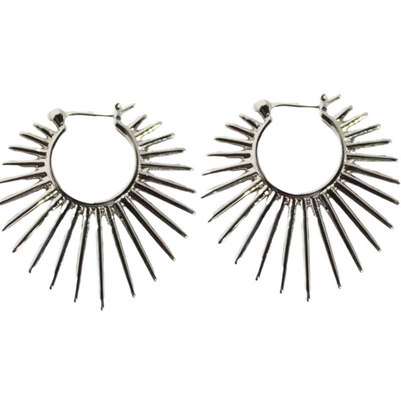 Гальванизированный сплав Хип-хоп Неправильной круглой формы Каффы - Женские серьги с дизайном, не тускнеющие
