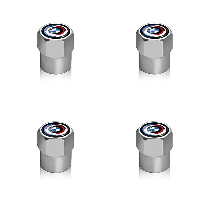 For BMW 1 W E82 4PCS Aluminum Alloy Car Wheel Tire Valve Cap Stem For BMW 50th Kith F30 F10 E90 E46 E60 E70 E39 E36 E87 X7 E92 E91 E28 X3 X1