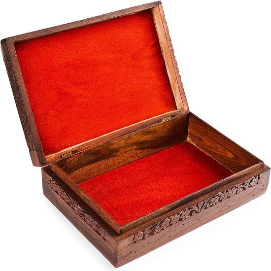 Деревянная шкатулка для драгоценностей Органайзер для драгоценностей Шкатулка на память Деревянная шкатулка для безделушек Деревянная шкатулка для драгоценностей Декоративный органайзер для хранения Замысловатая резная