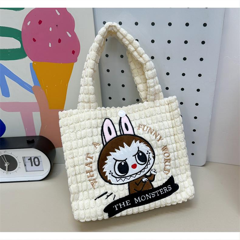 Осенне-зимняя плюшевая сумка для женщин, милая сумка кроссбоди, мультяшная сумка-тоут, универсальная сумка с куклой Лабу CLE