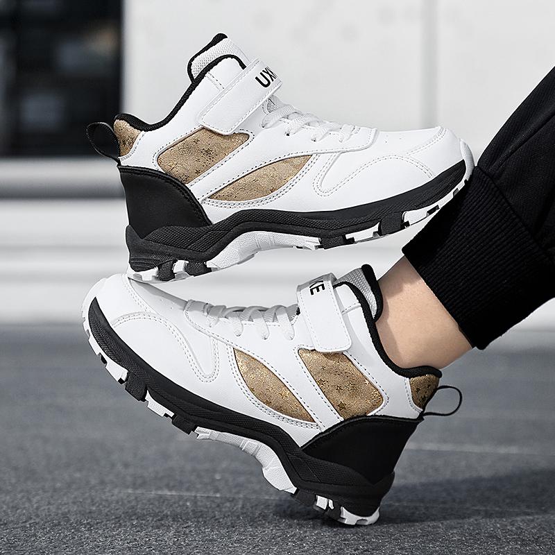 Осенне-зимние высокие спортивные ботинки для мальчиков на липучке, детские ботинки, зимняя спортивная обувь