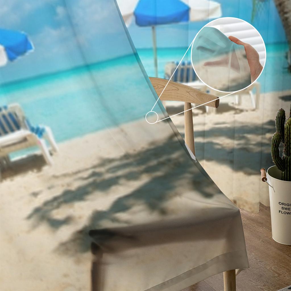 Стулья и пальмы на пляже, прозрачные шторы для спальни, гостиной, тюлевые шторы для кухни, оконные вуали, шторы