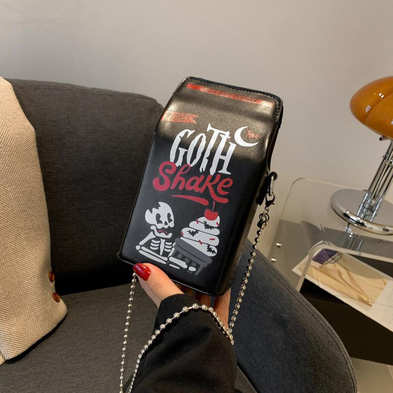 Модная сумка-коробка для отдыха темного цвета с изображением локомотива, женская сумка через плечо с цепным ремешком, женская сумка через плечо для фестивалей и вечеринок