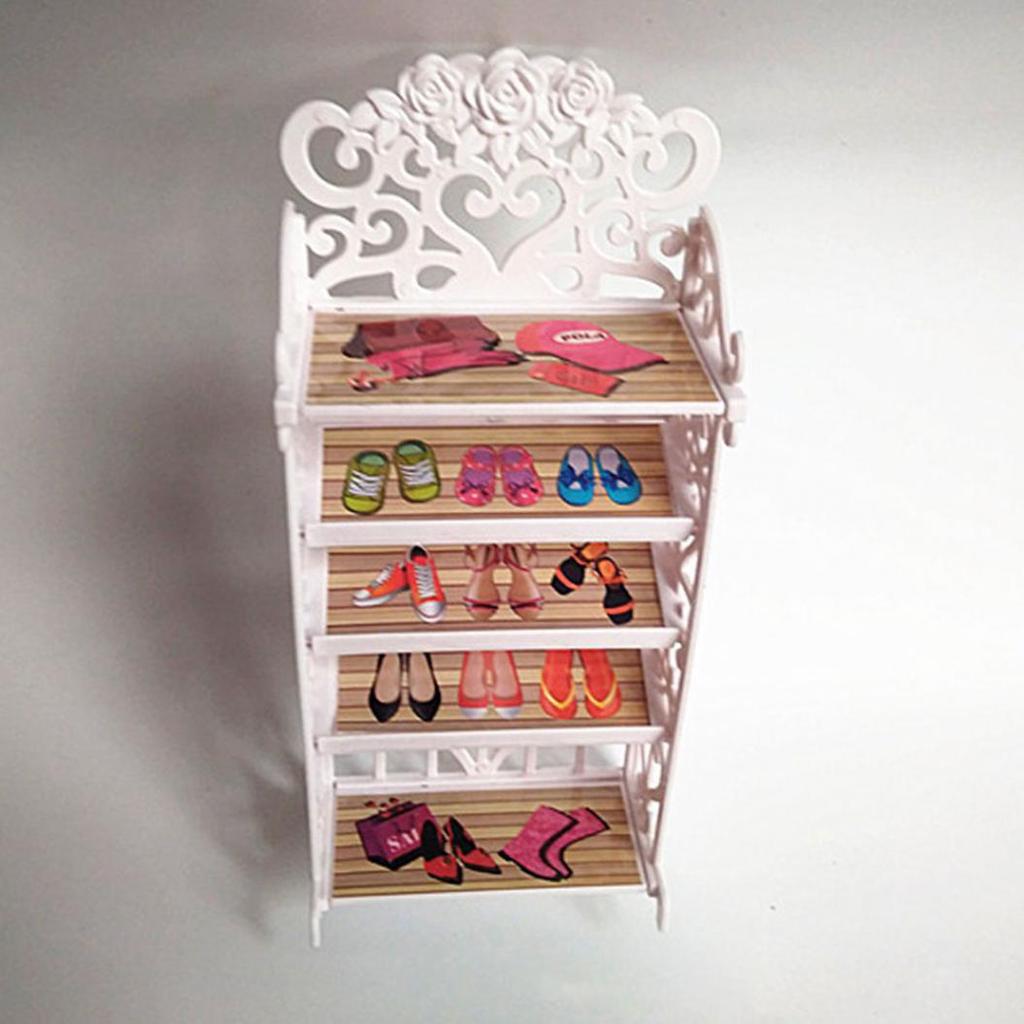Girl Toy Doll Accessories Plastic Shoe Storage Rack Cabinet Furniture Gifts