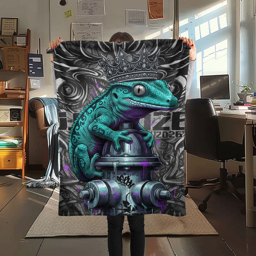 1Pc DemonReptiles Print Flannel Blanket, High quality Comfortable for All Seasons, Home Decor, Warmth and Comfort, Perfect for Christmas Gifts