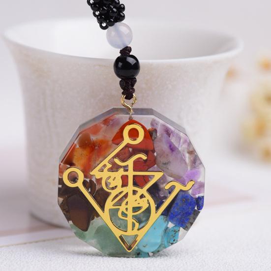 Ожерелье-капля с 7 чакрами и принтом из искусственного кристалла для женщин и мужчин, регулируемый шнур, энергетическое ожерелье