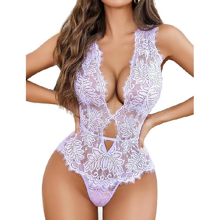 Avidlove Женское цельное нижнее белье Кружевной боди Глубокий V Тедди Мини Babydoll