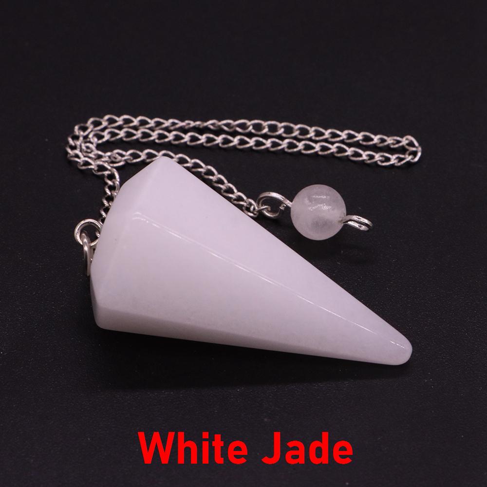 Natural Stone Reiki Healing Pendulum,For Dowsing Spiritual Divination Cone Crystal Quartz Pendulos Small Size Necklace Jewelry