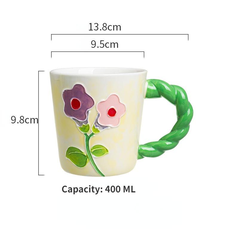 Расписанная вручную керамическая кружка с изображением цветка тюльпана, чашка для кофе и чая