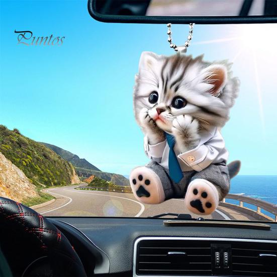 Автомобильный кулон, подвесное украшение с цепочкой, легко повесить, реалистичное животное, зеркало заднего вида в форме кошки, подвесной декор, аксессуары для салона автомобиля