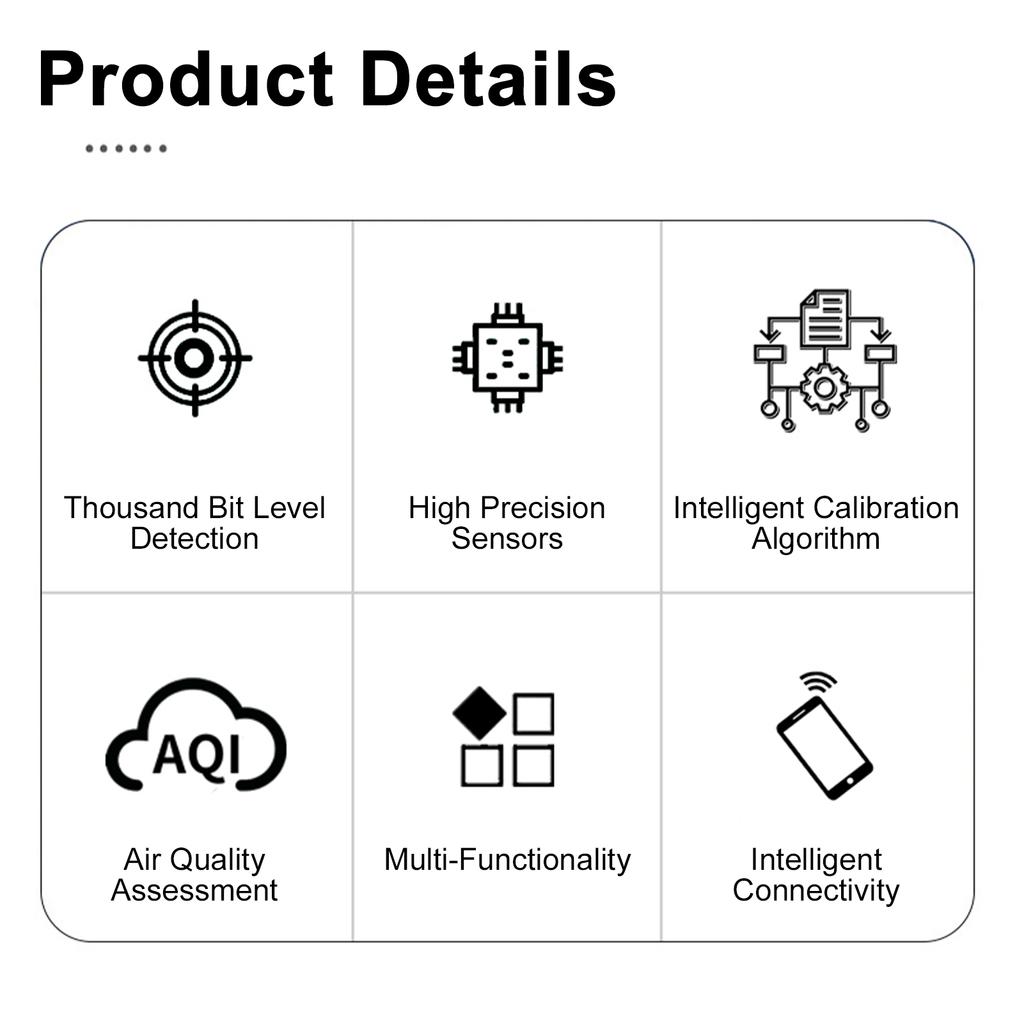 WiFi 12 в 1 Детектор качества воздуха Детектор углекислого газа с отображением времени и даты AQI PM2.5 PM10