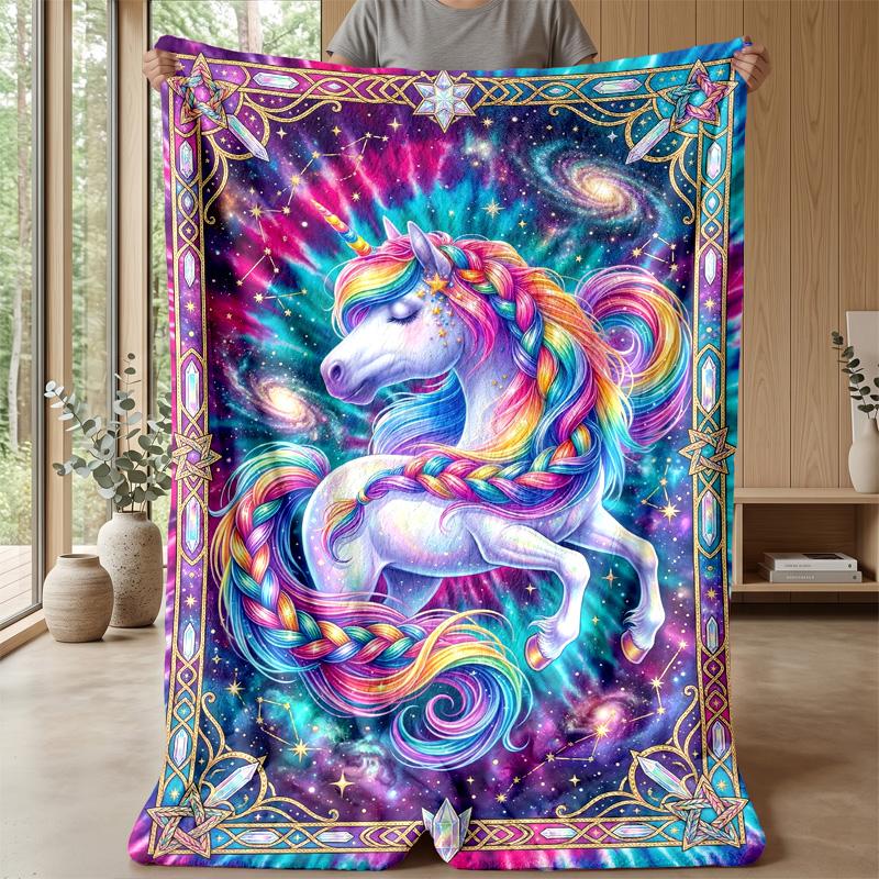 Rainbow Unicorn Fantasy Theme blanket Lightweight Warm Flannel Blanket Decorative Throw Blanket for Home Decoration