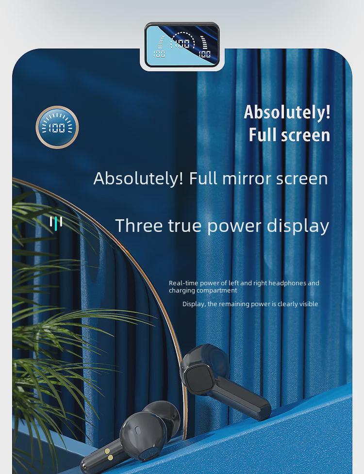 Bluetooth TWS-гарнитура с большим экраном: Беспроводные наушники-вкладыши V9 с двумя наушниками