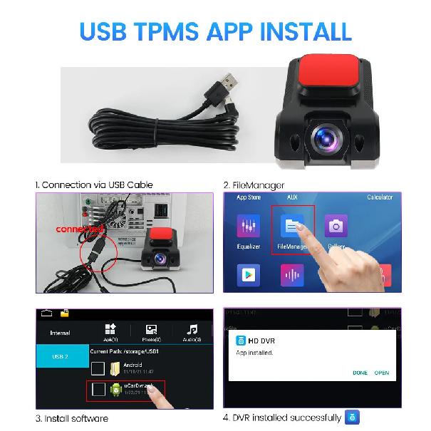 Car Android Navigator USB HD 720P 170° DVR Driving Recorder Media Comes with ADAS Driving Assistance Function Recorder Night