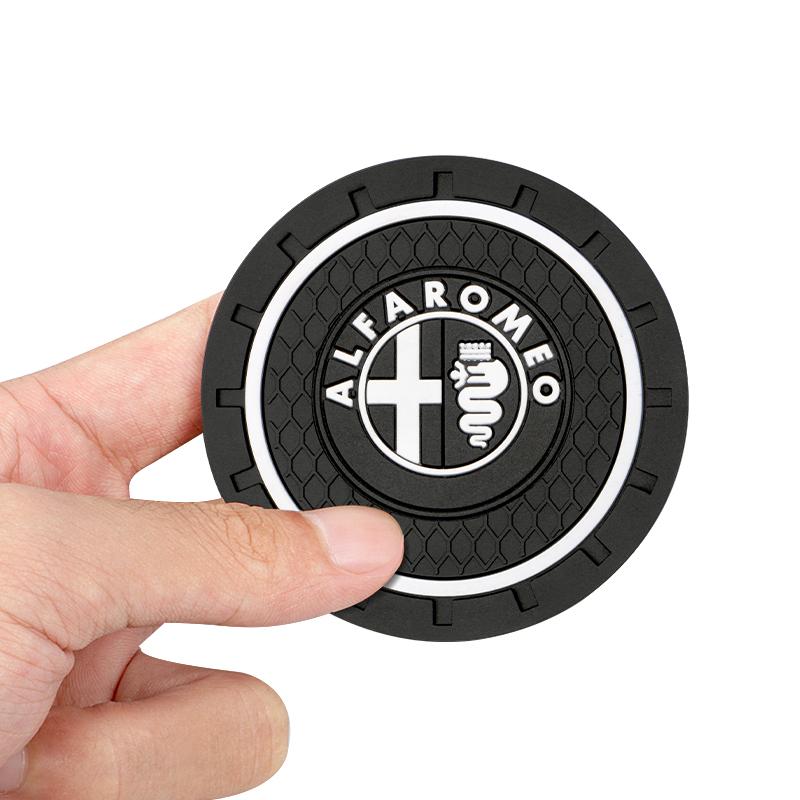 UZTG9 Car Cup Holder Coaster Non Slip Pad Mat Interior Decor Accessorie For Alfa Romeo Giulia Stelvio Giulietta 156 159 147 Mito