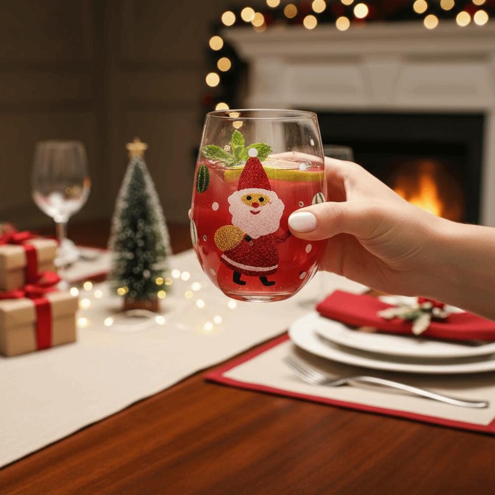 Santa Claus Christmas Tree Christmas Glass Goblet Cartoon High Stemmed Wine Cup Drink Cup Gifts