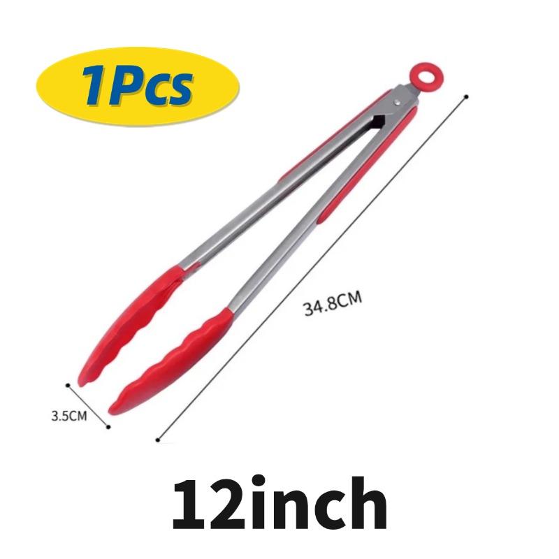 1/3Pcs Silicone Stainless Tong Steel Anti Scalding BBQ Food Tongs Non-Stick Resistant Barbecue Tongs Salad Tong 7/9/12inch