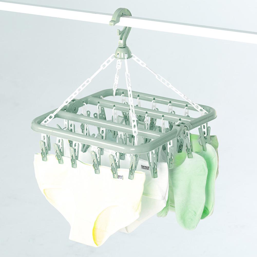 32/16 прищепок Складная вешалка-сушилка для одежды Детская Взрослая Сушилка для одежды Ветрозащитная Стойка-органайзер для сушки носков, нижнего белья, пластик