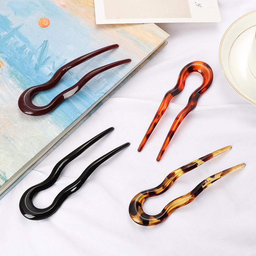 U Shaped Hairpin French Style Hair Stick Shell Hair Pin Metal Hair Pin Fork Sticks Pins for Women Girls Hair Styling Accessories