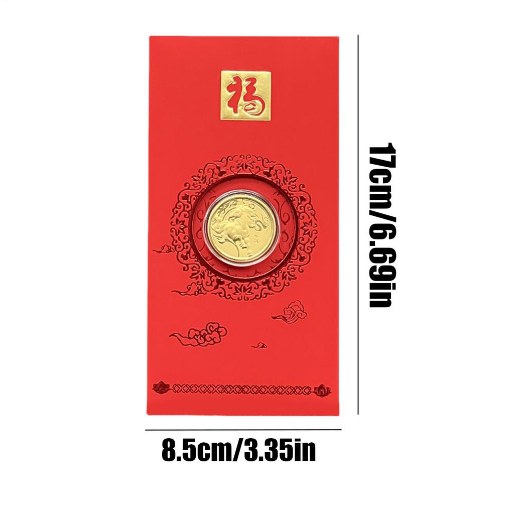 Красные китайские конверты 2026 год Лошади Памятный пакет Коллекционная монета на Новый год Мальчики Девочки Взрослые Пожилые Семья Друзья Зима